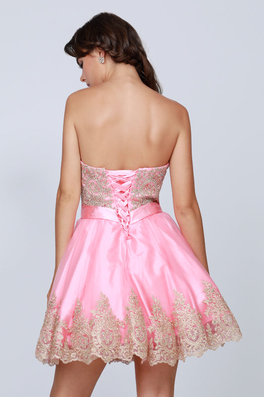 Juliet 759 Short Sweetheart Neckline Strapless Dress with Bow