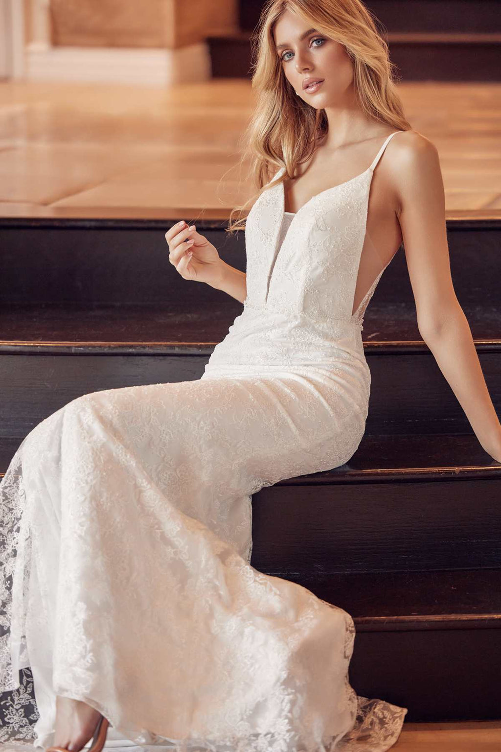 Juliet 272 Embroidered Lace With Stone Accents Fitted Dress