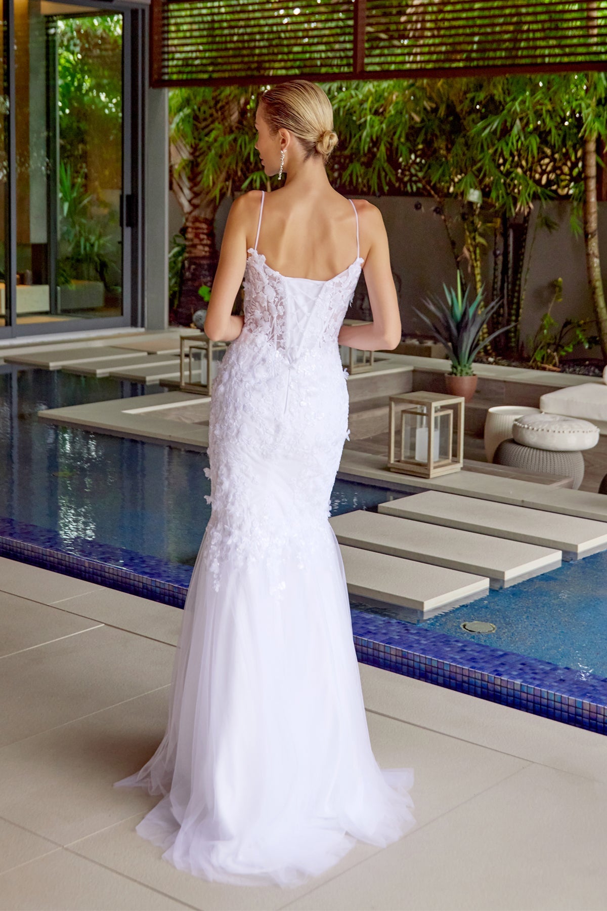 Juliet JT2469KW Long Sweetheart Boned Embellished Bodice Trumpet Gown