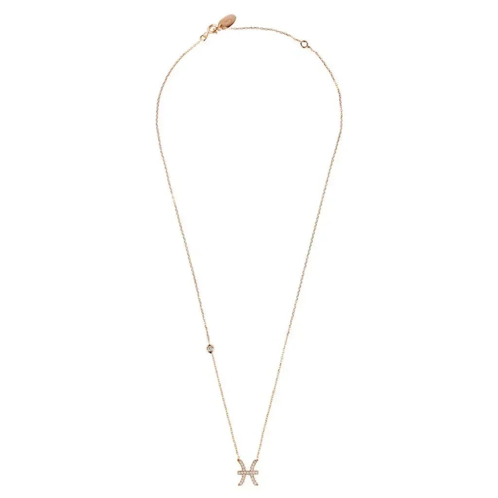 Zodiac Star Sign Pendant Necklace Rose Gold Pisces