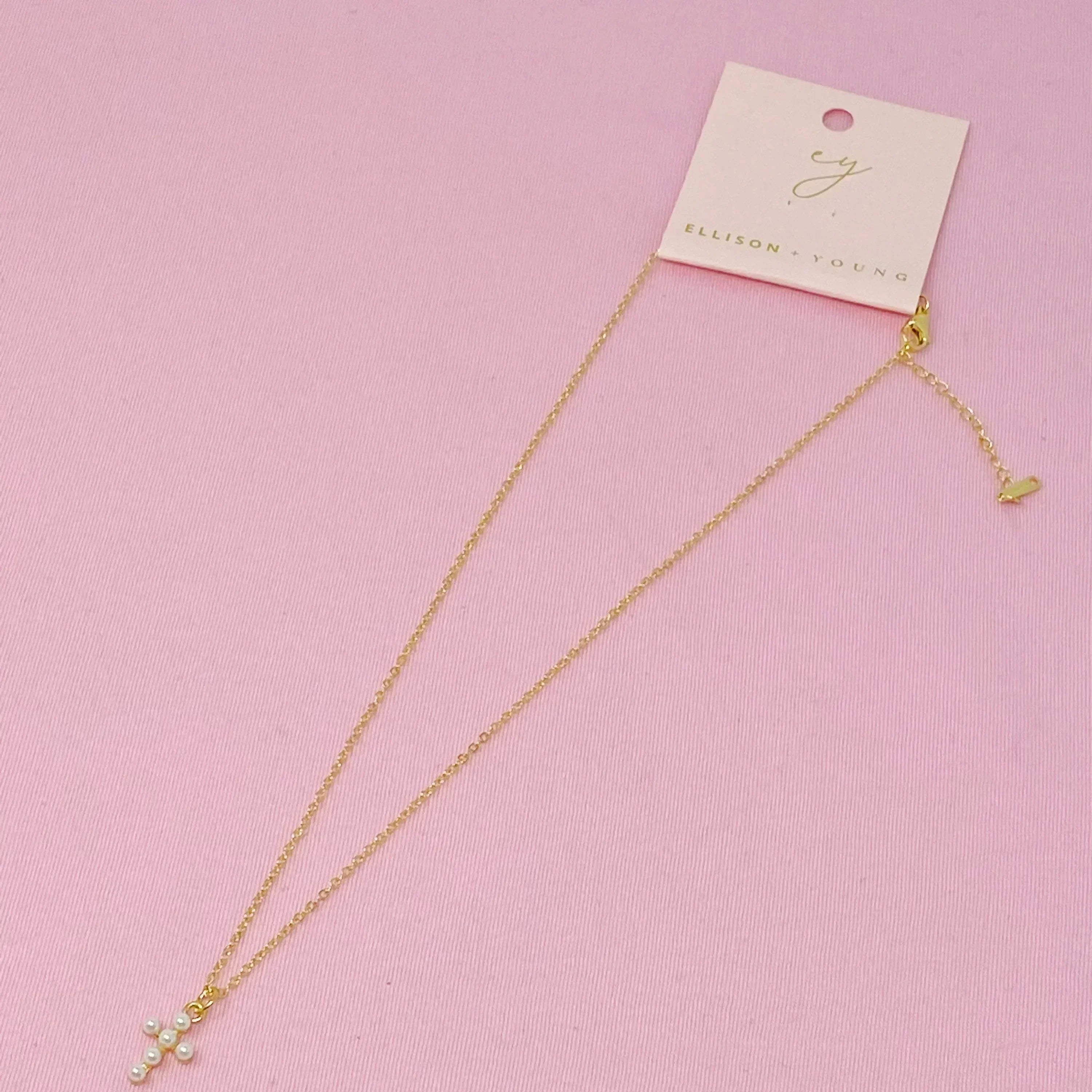 Shell Pearl Cross Necklace