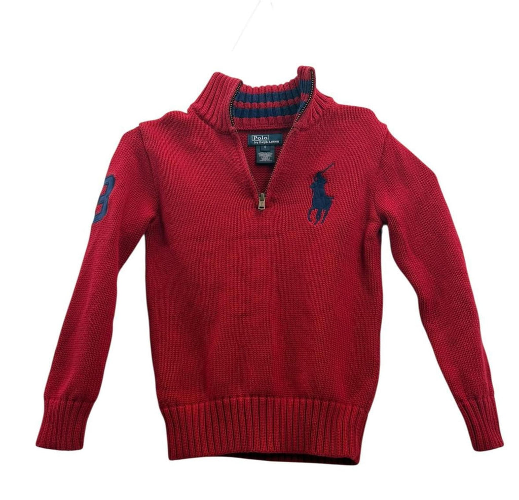 Polo Ralph Lauren Boys Red Quarter-Zip Sweater Size 6