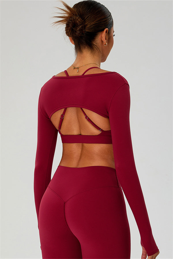 The Ember Sports Bra Crop Top Shorts 3-Piece Set