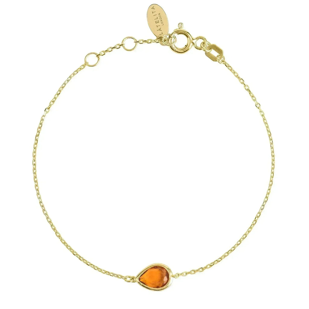 Pisa Mini Teardrop Gold Citrine Bracelet November Birthstone - Femstylo