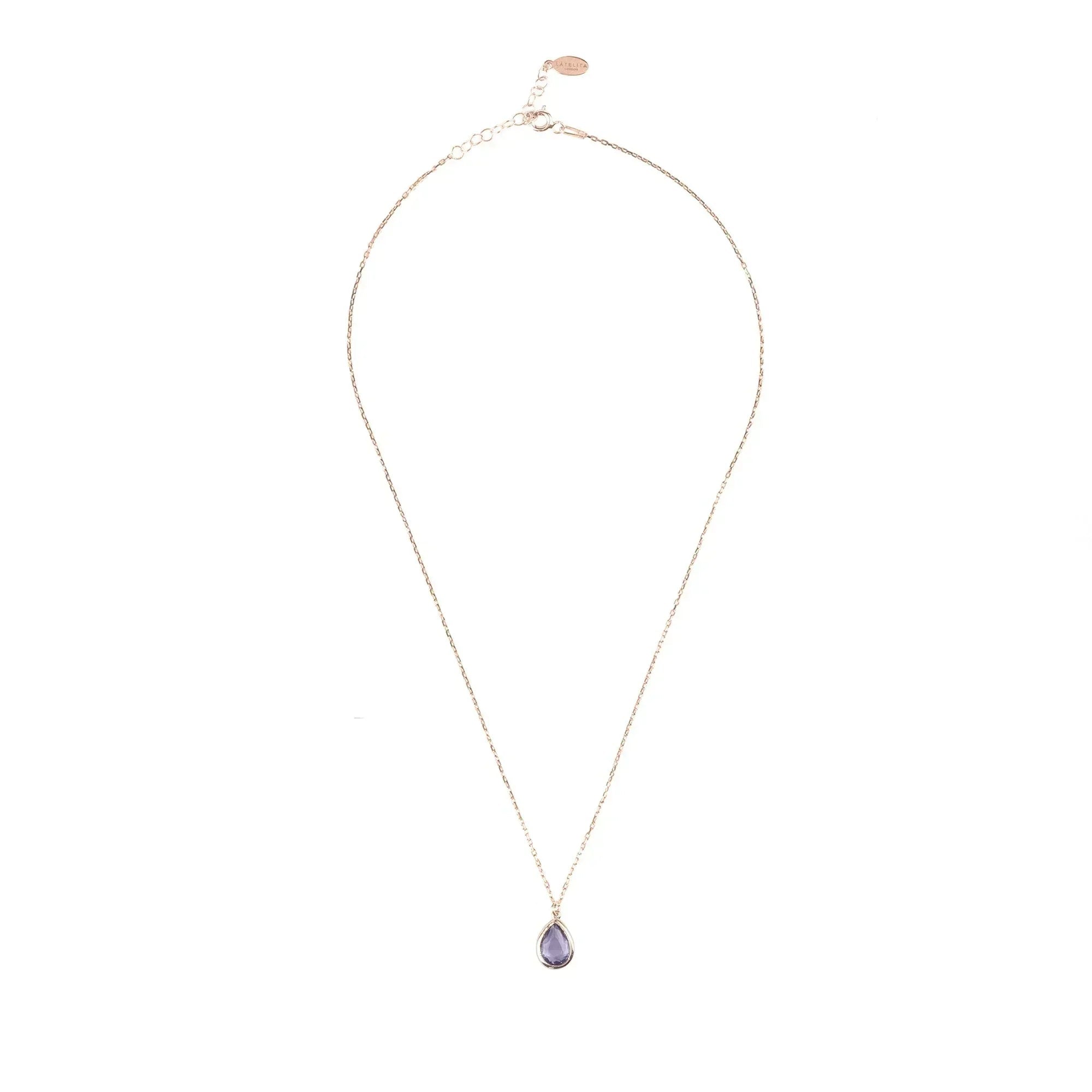 Pisa Mini Teardrop Necklace Rosegold Amethyst