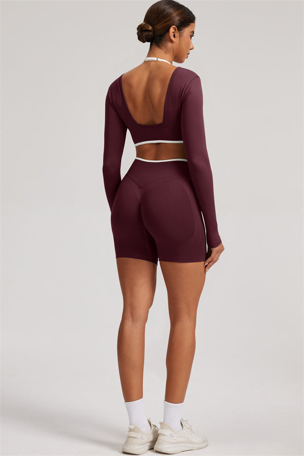 The Elevate Long Sleeve Crop top Shorts 2-Piece Set