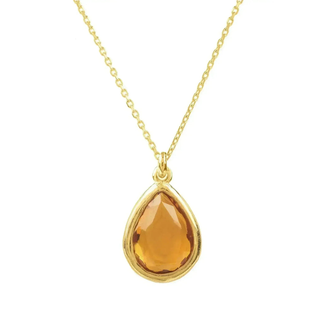 Citrine Pisa Necklace - 22K Gold Plated Sterling Silver Birthstone Jewelry | Femstylo