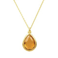 Citrine Pisa Necklace - 22K Gold Plated Sterling Silver Birthstone Jewelry | Femstylo