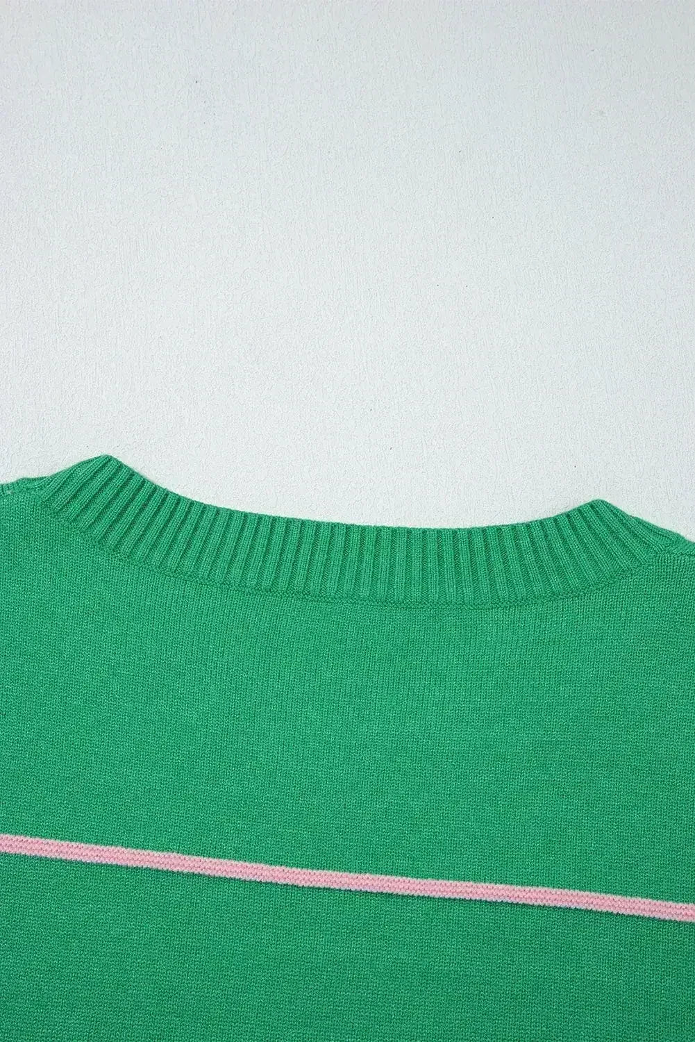White Striped Half Sleeve Drop Shoulder Sweater
