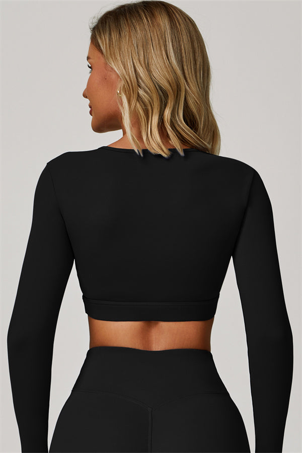 The Lavish Long Sleeve Cut-out Crop Top Flared Leggings 2-Piece Set