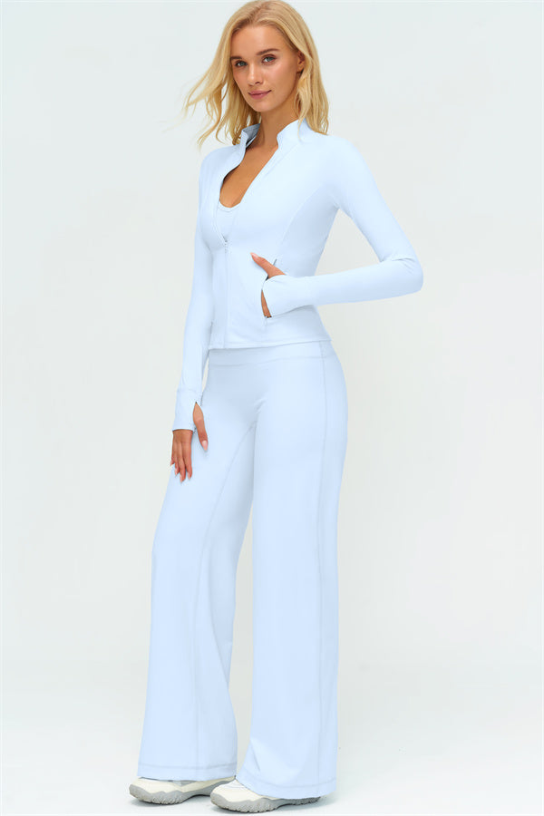 The Twirl Zip Jacket Sports Bra New Straight Leg Pants 3-Piece Set