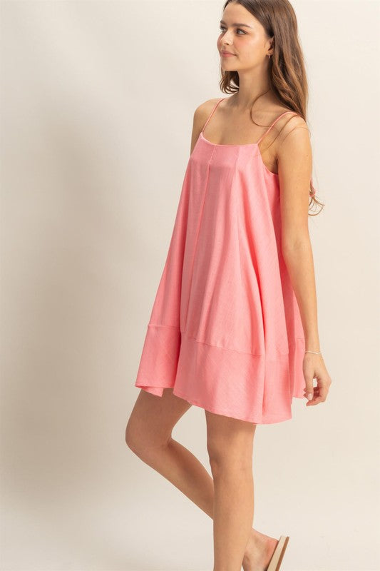 A-Line Flowy Mini Cami Dress with Pockets –Casual & Chic Spaghetti Strap Dress with Functional Pockets for a Relaxed Summer Look