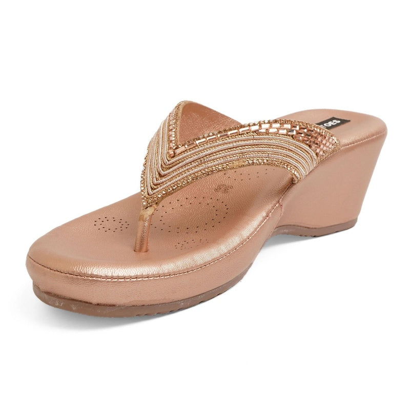 Bexley- Rose Gold Thong Wedges