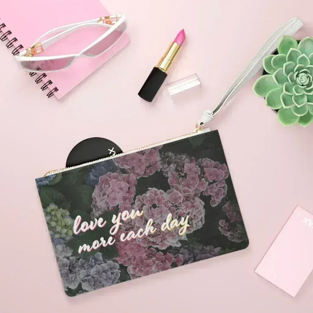 Floral Saffiano Clutch - Vegan Leather Loop Handle Bag | Femstylo