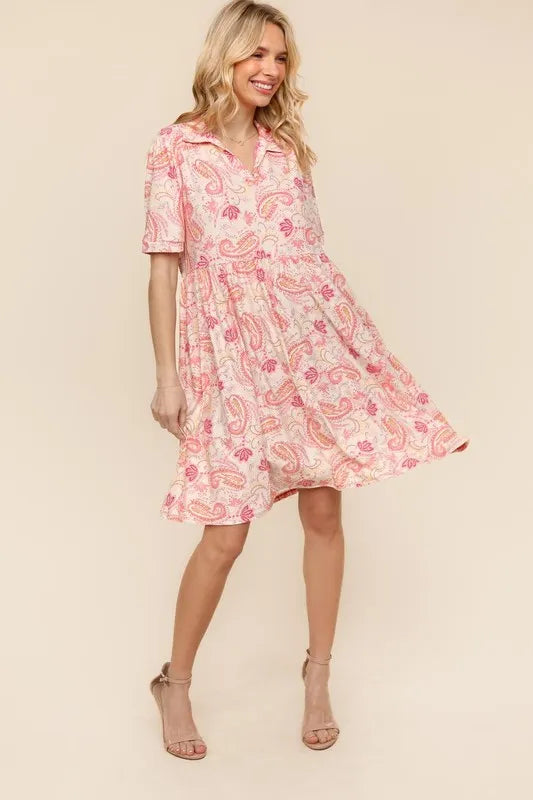 Fit and Flare Paisley Print Knit Dress For Summer – Paisley Print Dress, Fit and Flare Dress, Knit Dress, Classic Paisley Dress, Feminine Knit Dress