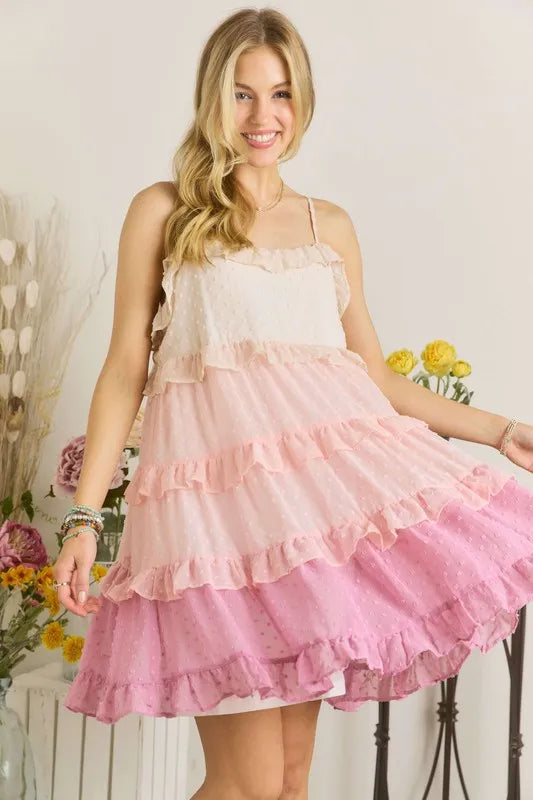 New Swiss Dot Ruffled Tiered Mini Dress For Summer – Feminine, Fluttering, Charming, Playful, Chic & Stylish