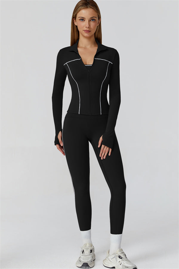 The Venus Zip Top Sports Bra Leggings 3-Piece Set