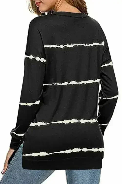 Womens Tie-dye Stripes Black Sweatshirt
