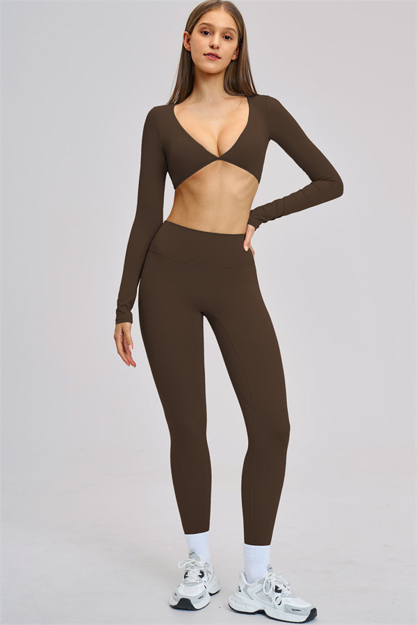The Zestful Long Sleeve Crop Top Leggings 2-Piece Set