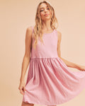 Round Neck Mini Tank Dress For Women – Stylish Everyday Essential, Comfortable Ruched Detail, Versatile Casual Dress for Effortless Looks