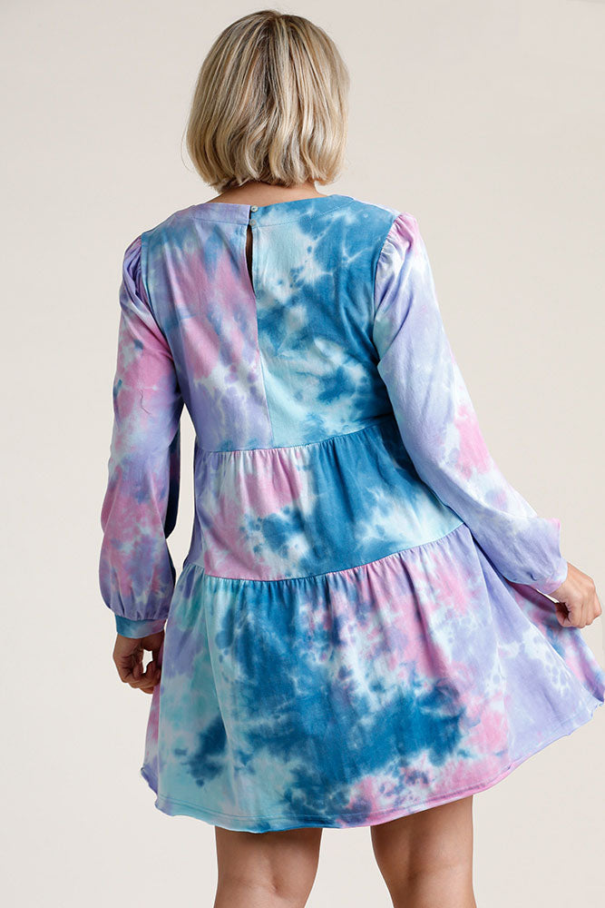 Colorful Full Size Round Neck Long Sleeve Dress Plus Size Boho Chic Beautiful Girls Dress
