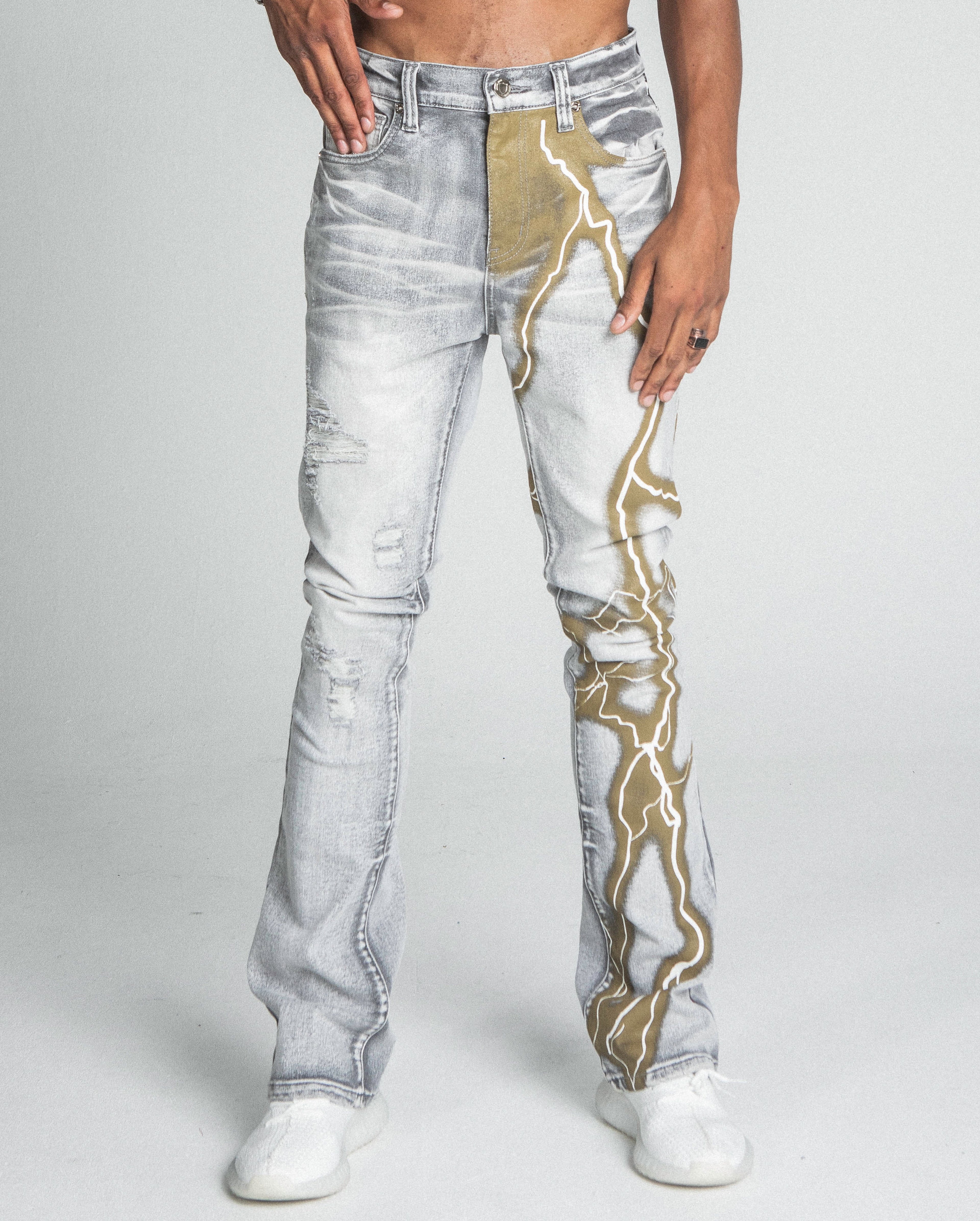 AJ24SK LIGHTNING STACKED JEANS