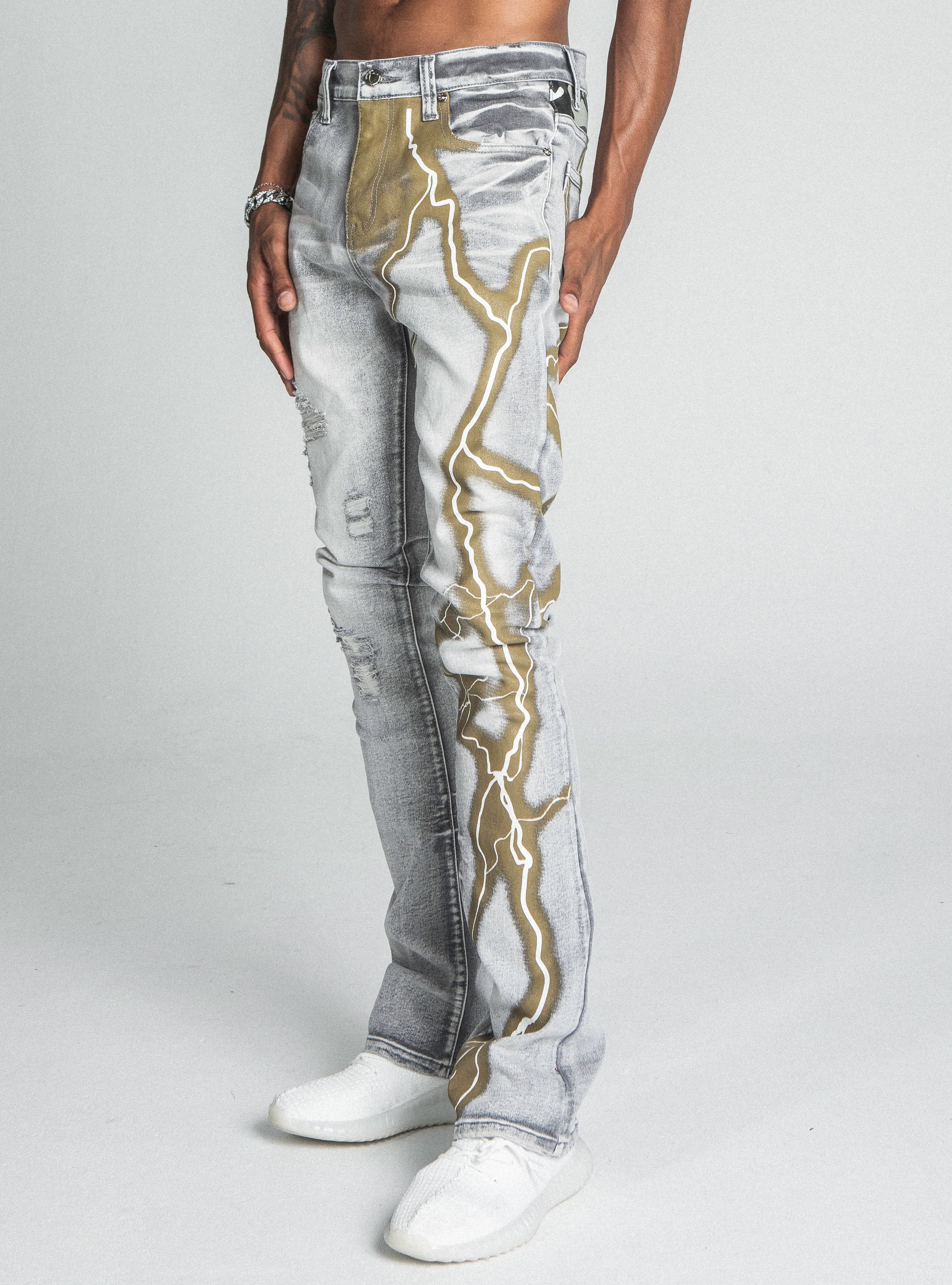 AJ24SK LIGHTNING STACKED JEANS