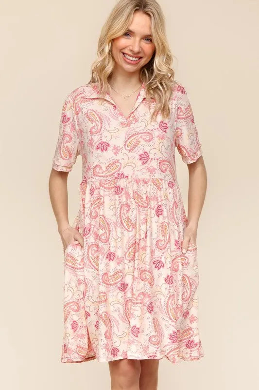 Fit and Flare Paisley Print Knit Dress For Summer – Paisley Print Dress, Fit and Flare Dress, Knit Dress, Classic Paisley Dress, Feminine Knit Dress