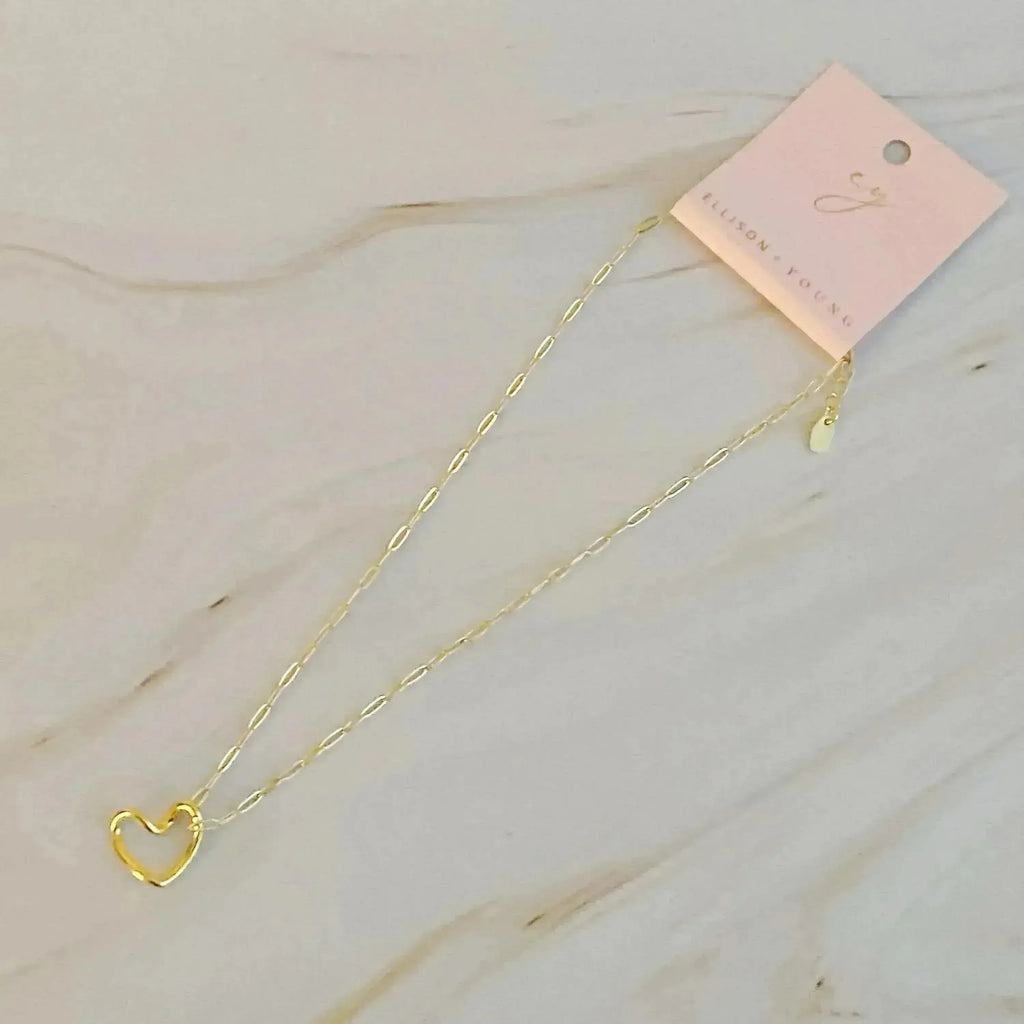 Heart And Chain Necklace - Dainty Gold Heart Pendant | Femstylo