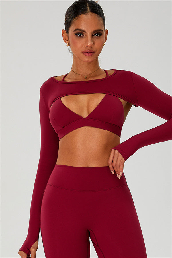 The Ember Sports Bra Crop Top Shorts 3-Piece Set