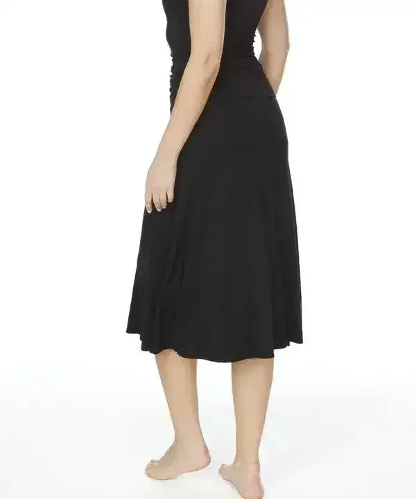 Bamboo Flared Skirt – Organic Mid-Length with Shirring