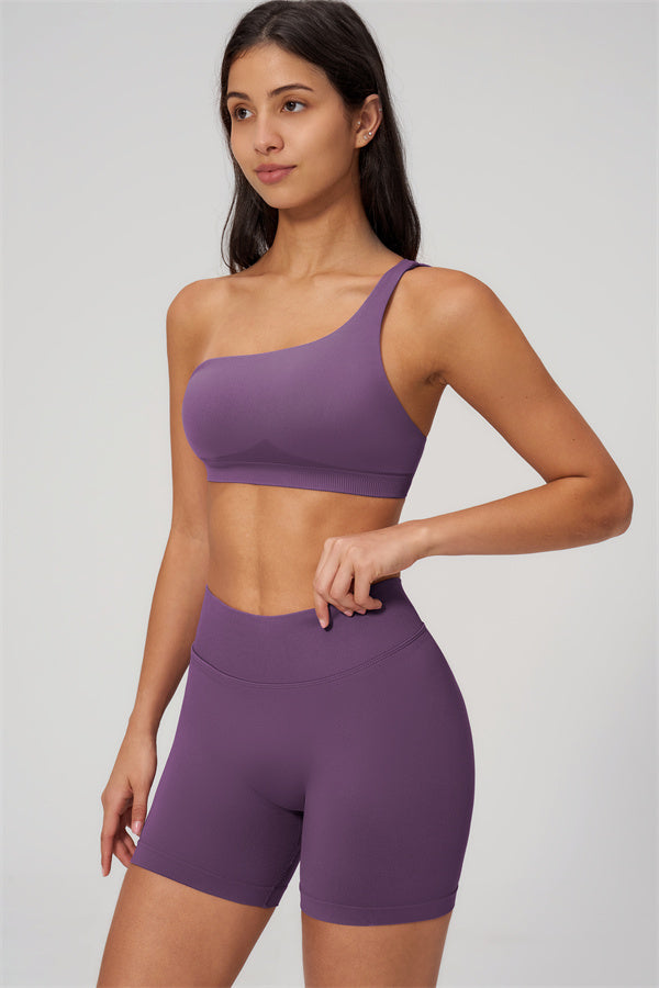 The Empower One-Shoulder Sports Bra Shorts 2-Piece Set