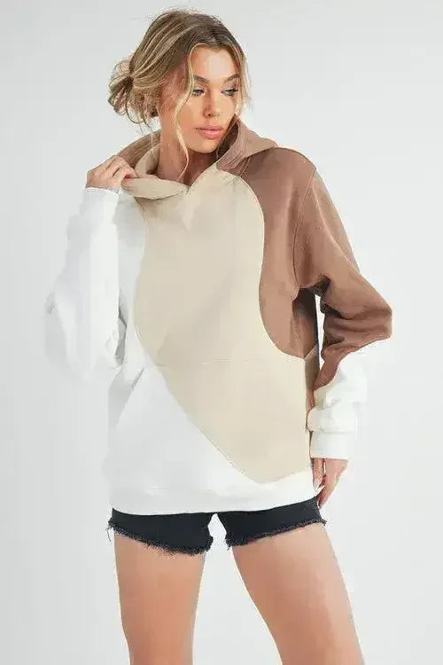 Color Block Hoodie - Kangaroo Pocket Pullover | Aemi + Co | Femstylo