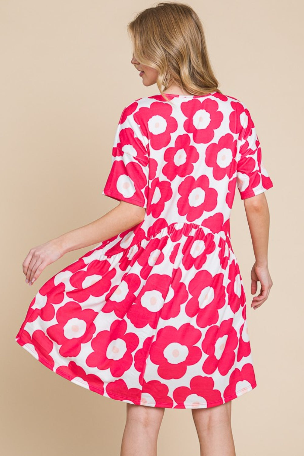 Summer Trendy Women Flower Print Ruched Dress - Trendy and Comfortable Dress for Effortless Style