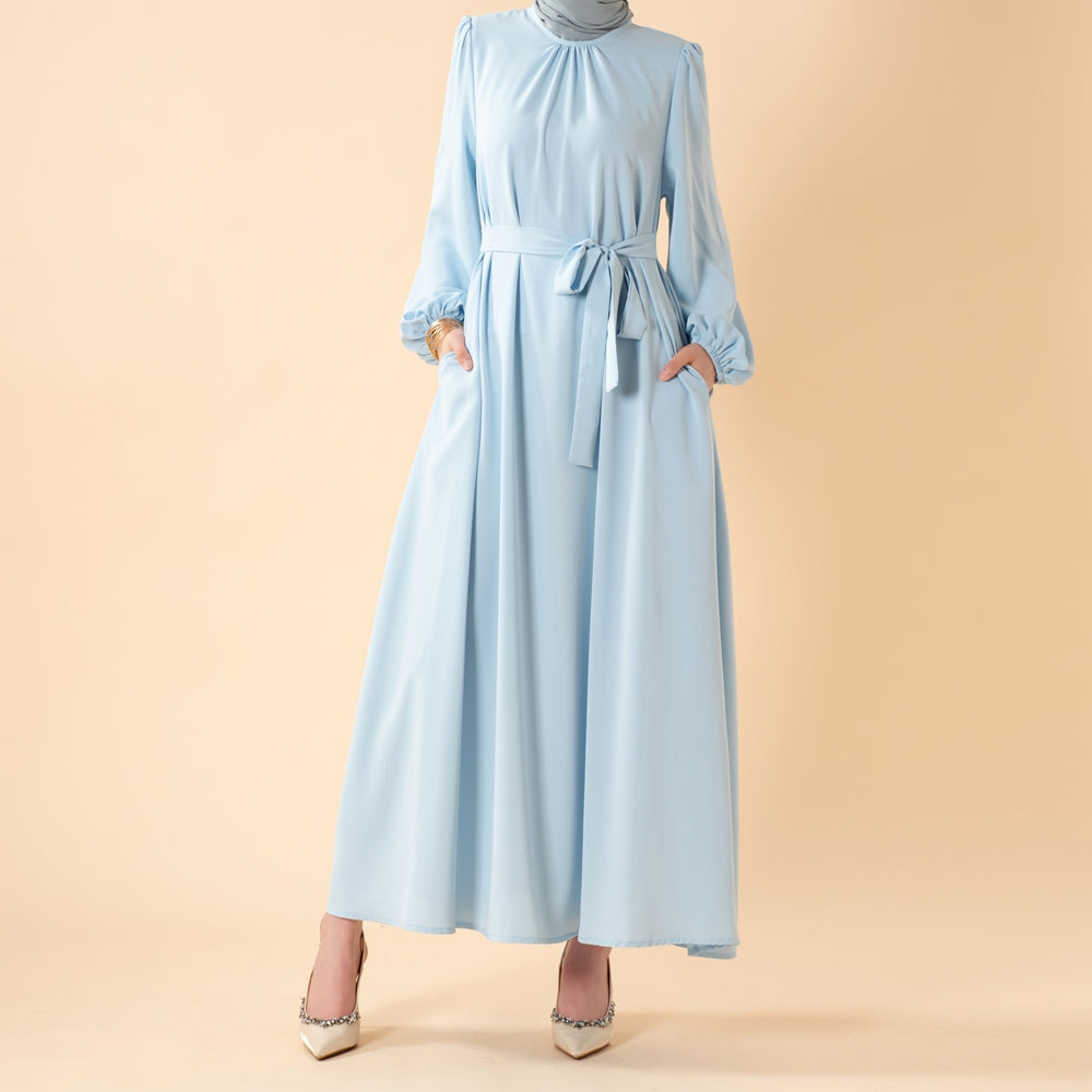 Candy Color Pleated Abaya | Must-have Essential Basic Dress (MA142)