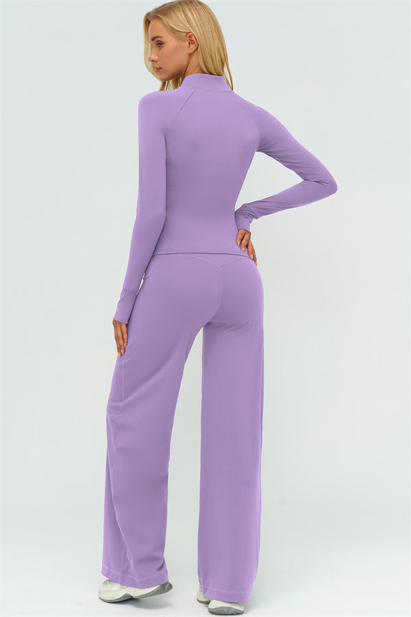 The Twirl Zip Jacket Sports Bra New Straight Leg Pants 3-Piece Set