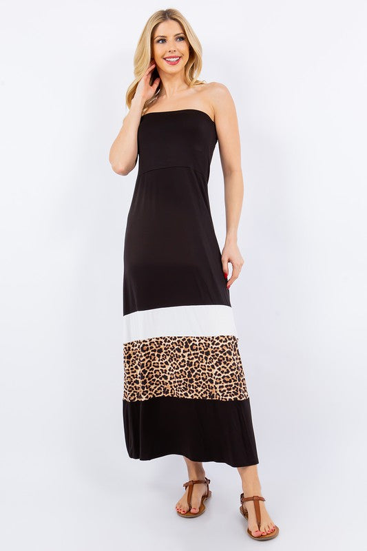 Women Full Size Leopard Print Color Maxi Dress Plus Size Trendy & Modern Long Dress