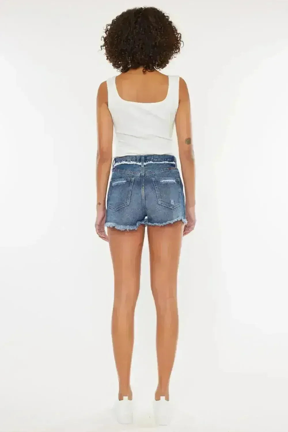 Kancan Distressed Button Fly Denim Shorts