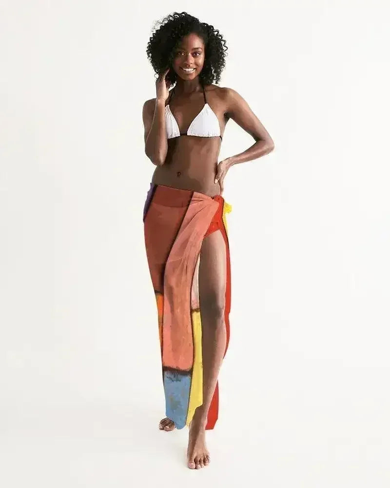 Sheer Sarong Swimsuit Cover Up Wrap / Block Multicolor