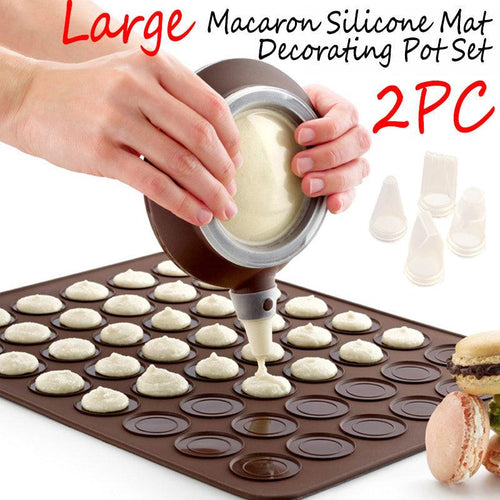 1-2pc/set Large Macaroon Kit Silicone Mat Non-Stick Baking Mold Set 48 Capacity Pot Cake Decorating Supplies Macaron Silicone Mat Non-Stick Silicone Macaron Reusable Baking Mold Set