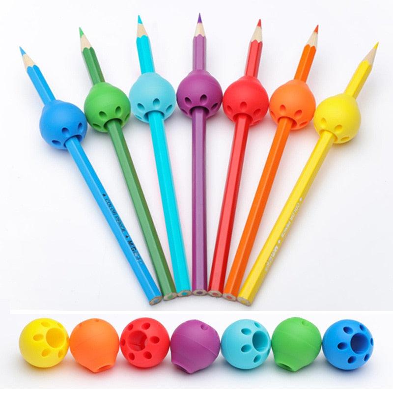 1-3pcs Ball Silicone Pen Children's Writing Practice Auxiliary Grip Corrector Pencil Cover Office Supplies Random Colors Ergonomic Pen Grips For Kids Adults Left Handed And Right Handed