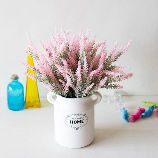 1 Bundle Artificial Lavender Fake Flowers Wedding Bouquet Home Kitchen Office Table Centerpieces Arrangements Decor