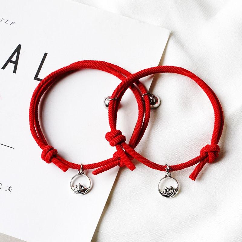 1 Pair Magnet Couple Bracelets Fashion Simple Solid Color Couple Bracelet Pendants Weaving Bracelet Adjustable Mutual Attraction Weave Rope Braided Charm Pendants Bracelet With Magnetic Bells Vows Of Eternal Love Bracelet For Women Men Gift