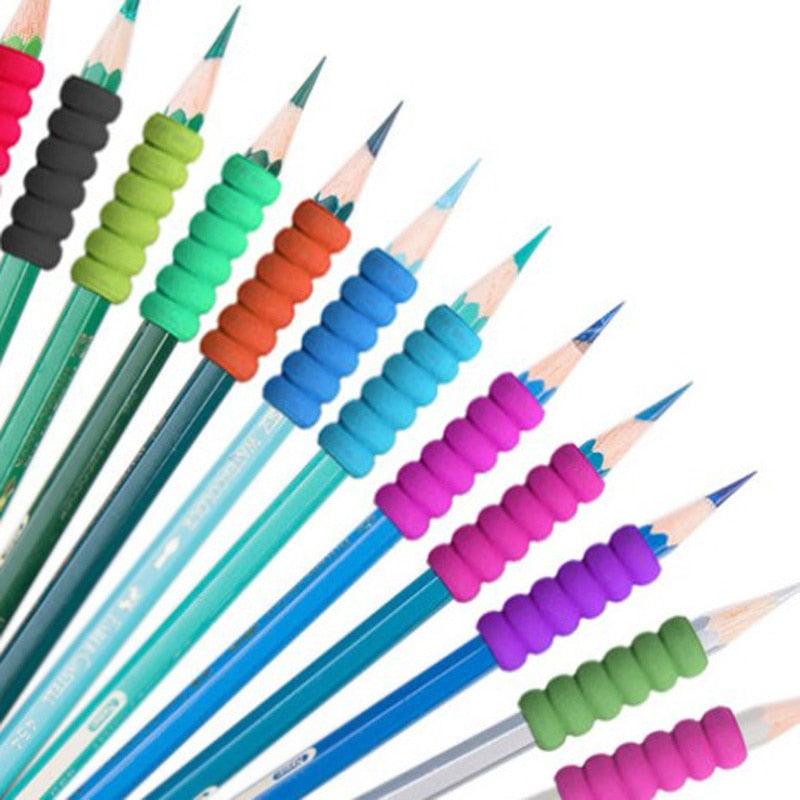 100 Pcs Children Pencil Holder Correction Writing Hold Pen Grip Posture Tool Soft Sponge Writing Posture Corrector Stationery  Colorful Pencil Grippers for Left-Handed and Right-Handed Users