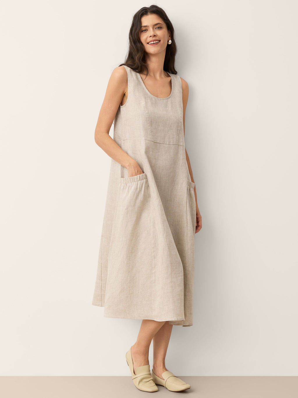 100% Linen Swing Beach Tank Dress GIANA
