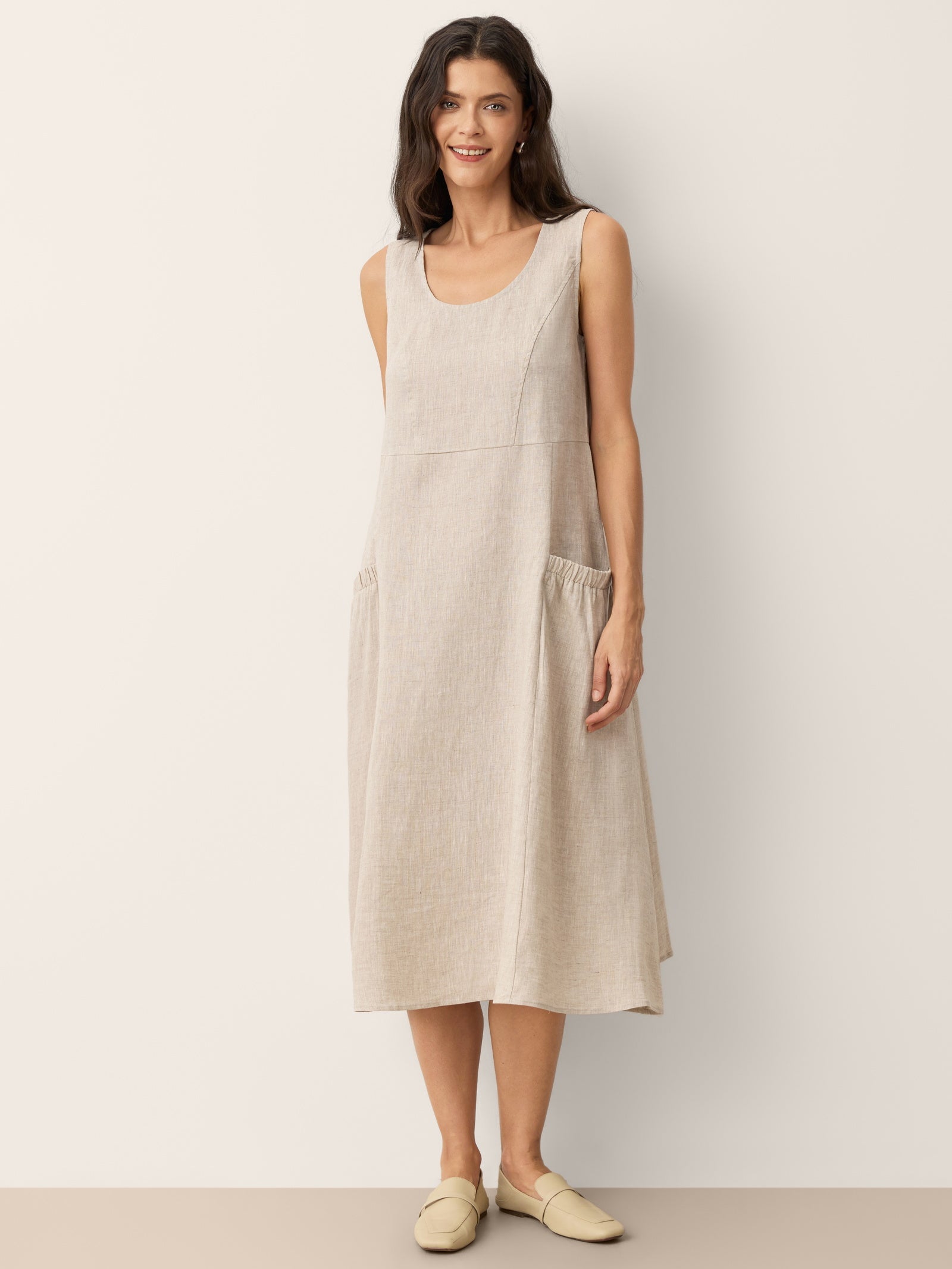 100% Linen Swing Beach Tank Dress GIANA