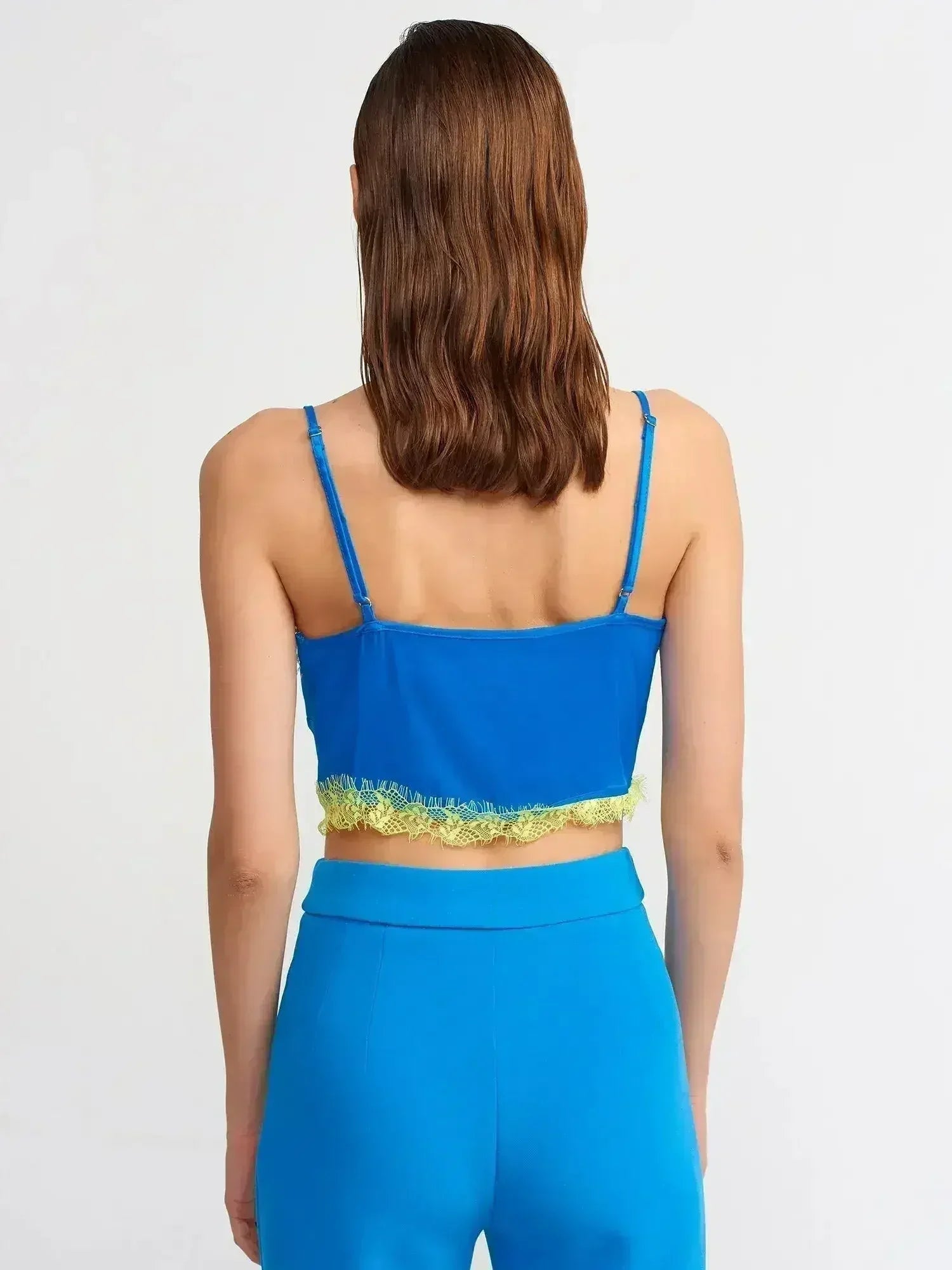 Lace Detail Crop Top | Rayon-Viscose Blend | Feminine Style