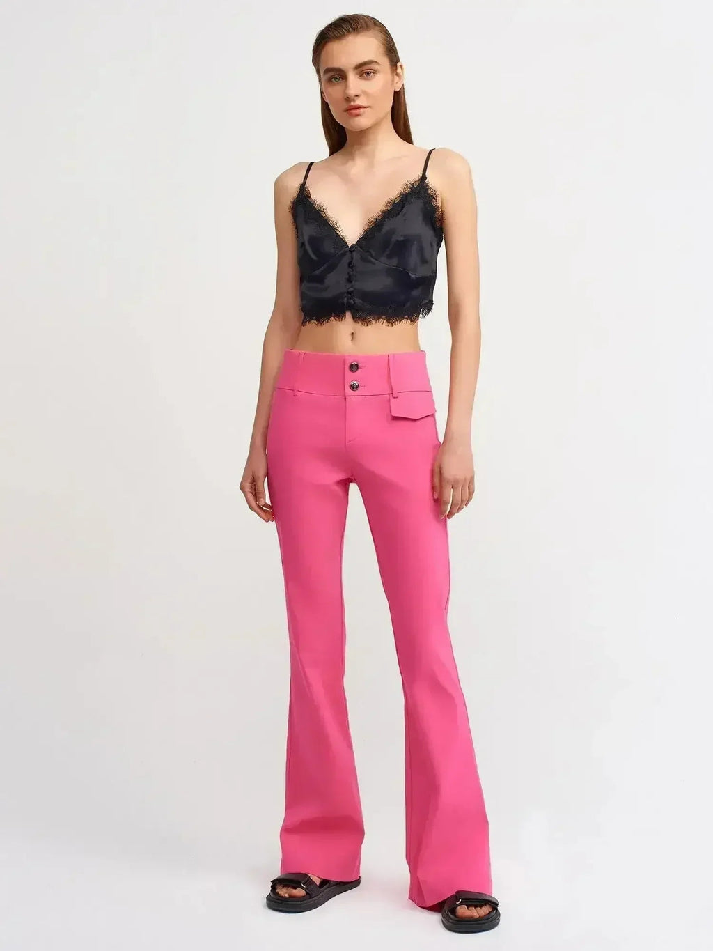 Lace Detail Crop Top | Rayon-Viscose Blend | Feminine Style