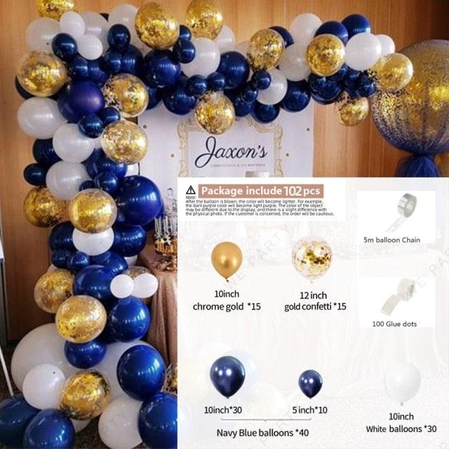 102pcs New Retro Color Navy Blue Birthday Ballons Arch Garland Kit For Baby Shower Wedding Party For Decoration Ballons for Wedding Birthday And Party