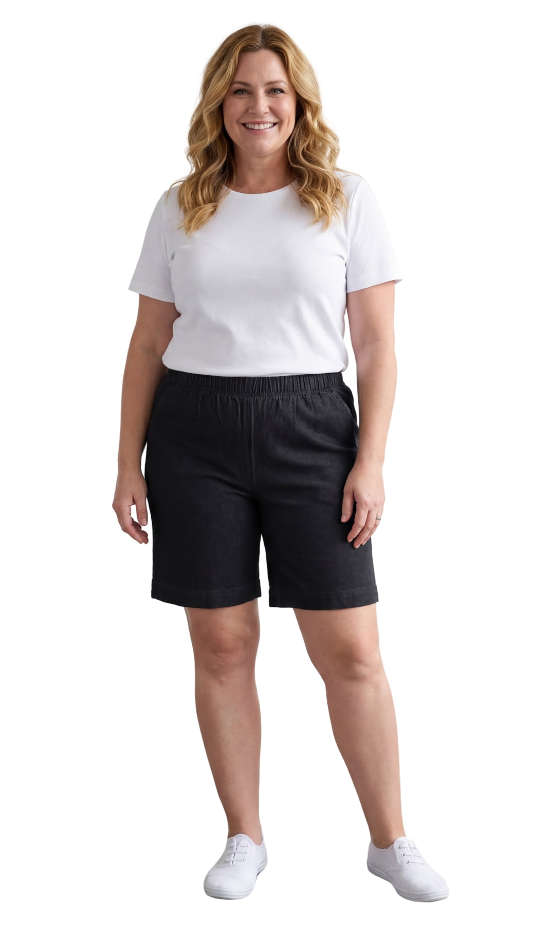 Women's Pull-On Denim and Twill Shorts — Stretch Waist No Zipper